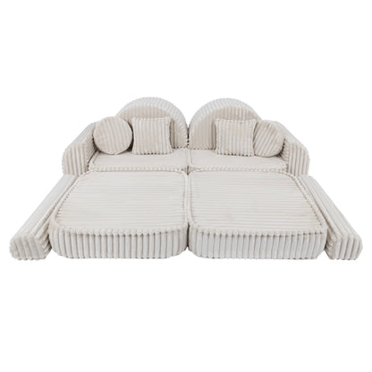 MeowBaby Medium Modular Sofa Churros White Plus – wide sofa arrangement for family room | Nestling