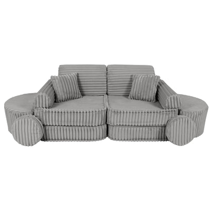 MeowBaby Medium Modular Sofa Moon Grey Plus – corduroy foam play couch for toddlers | Nestling