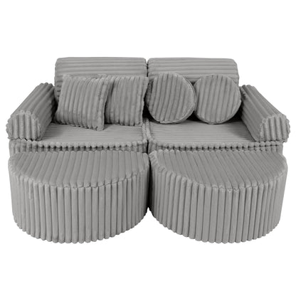 MeowBaby Medium Modular Sofa Moon Grey Plus – sofa with all elements arranged together | Nestling