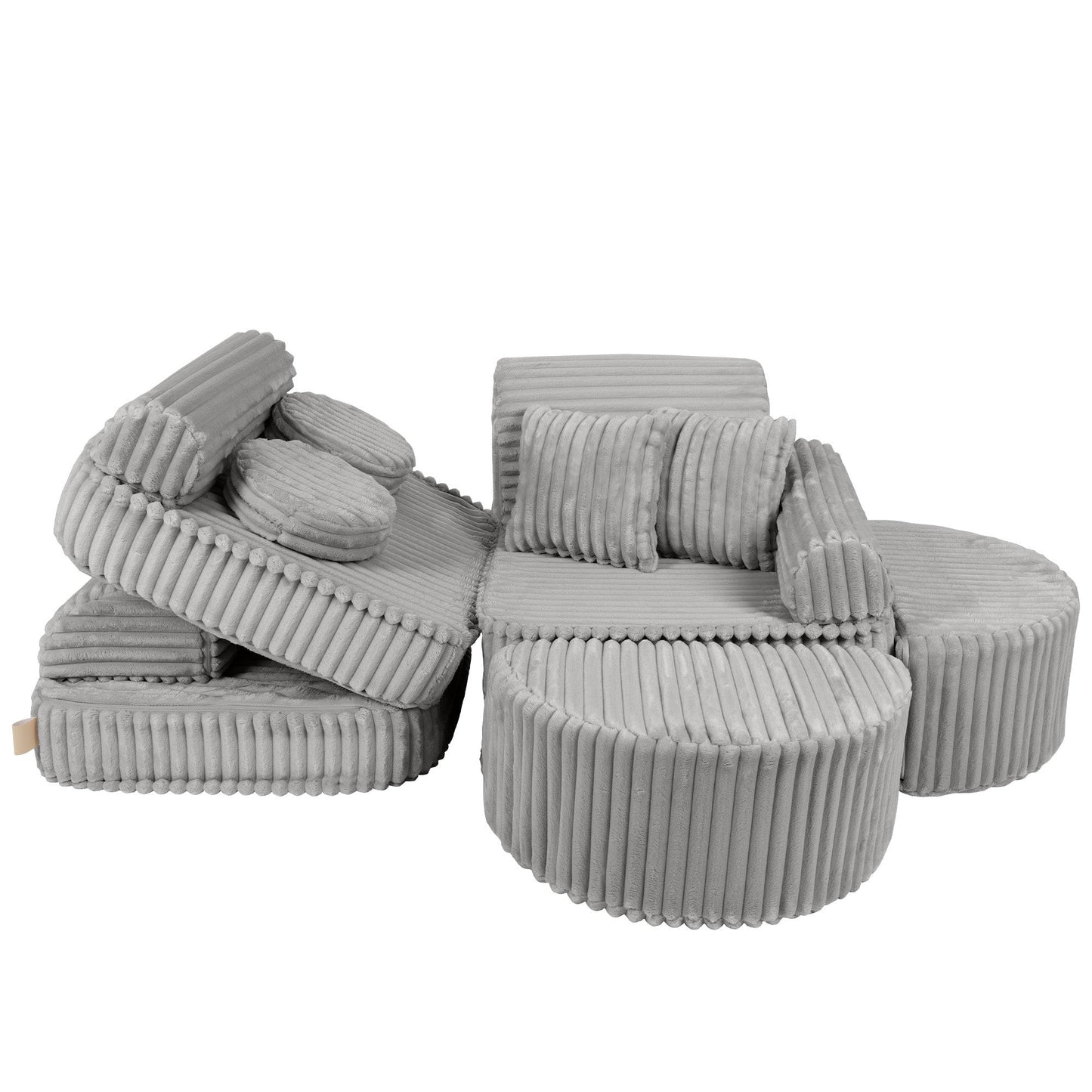 MeowBaby Medium Modular Sofa Moon Grey Plus – kids sofa bed configuration | Nestling