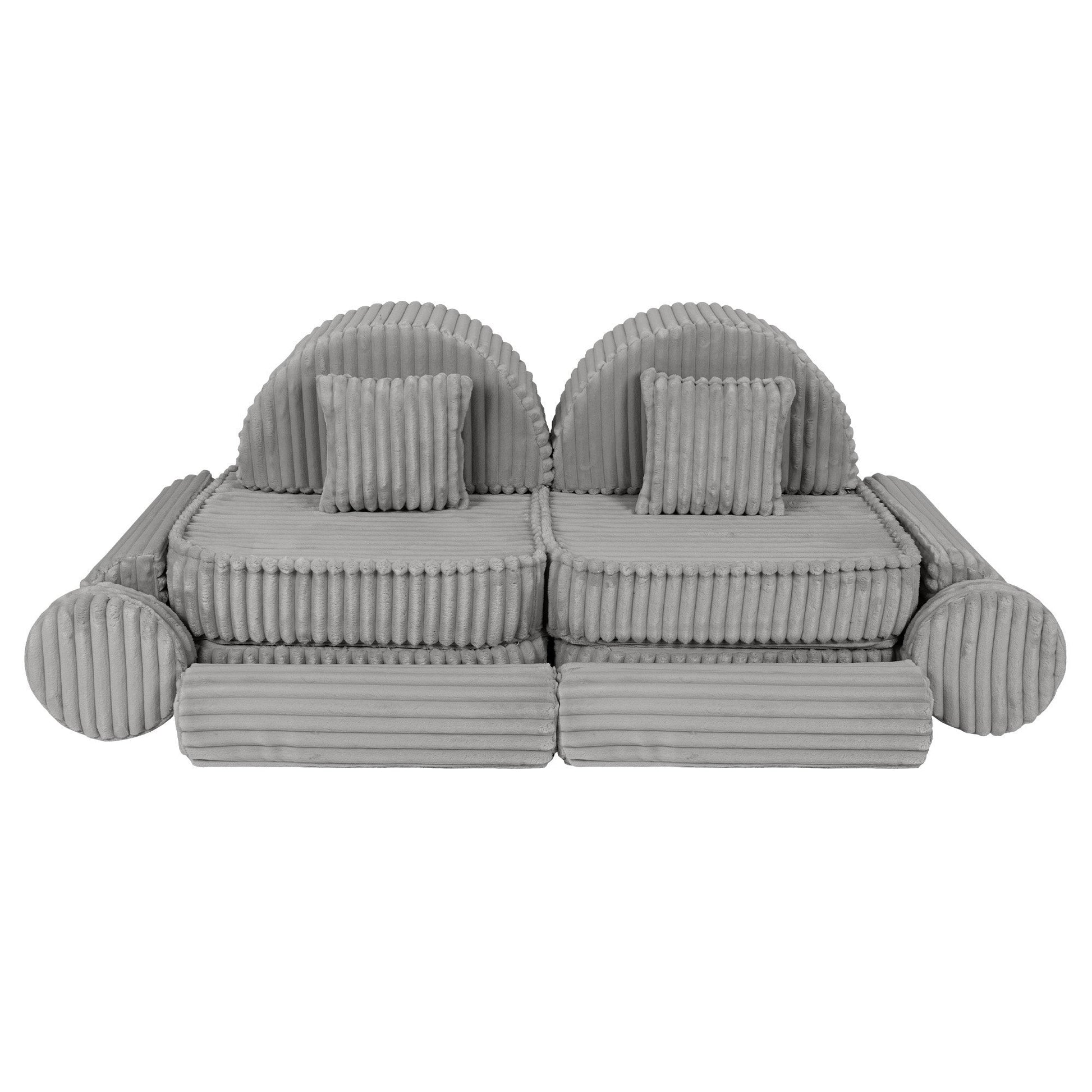 MeowBaby Medium Modular Sofa Moon Grey Plus – full sofa assembled for playroom | Nestling