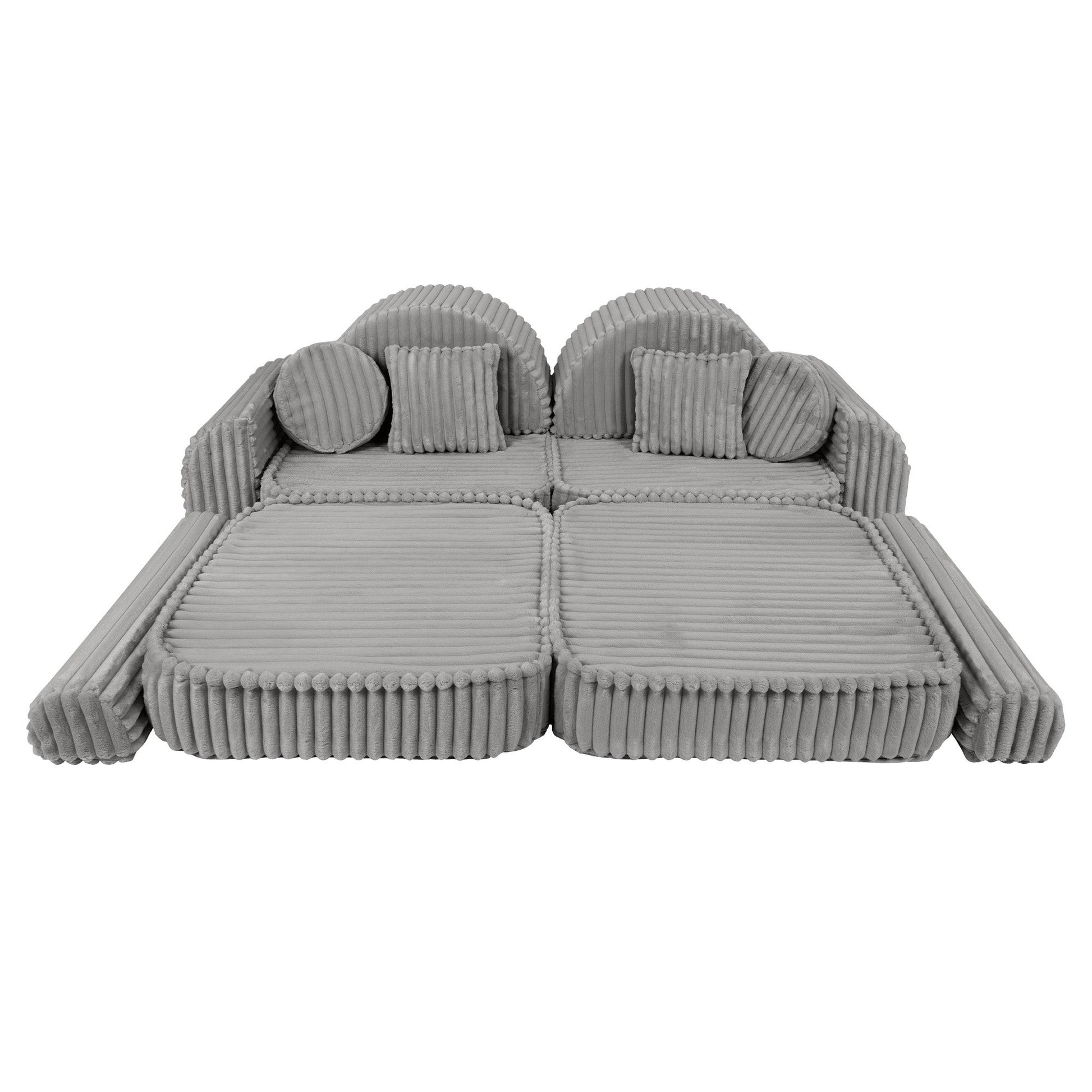 MeowBaby Medium Modular Sofa Moon Grey Plus – sofa accessories and pillows layout | Nestling