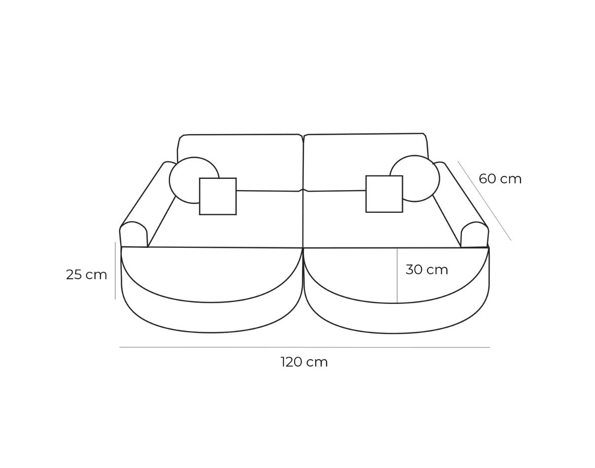 MeowBaby Medium Modular Sofa Tangle Bubblegum Pink – dimensions diagram tangle medium sofa | Nestling