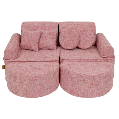 MeowBaby Medium Modular Sofa Tangle Bubblegum Pink – compact sofa configuration for kids | Nestling
