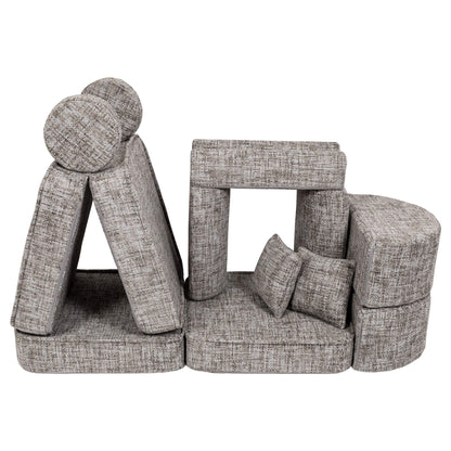MeowBaby Medium Modular Sofa Tangle Moon Grey Plus – lounge sofa configuration for kids | Nestling