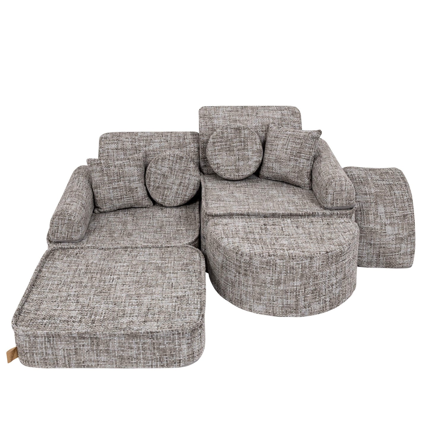 MeowBaby Medium Modular Sofa Tangle Moon Grey Plus – rearranged foam seating for playroom | Nestling