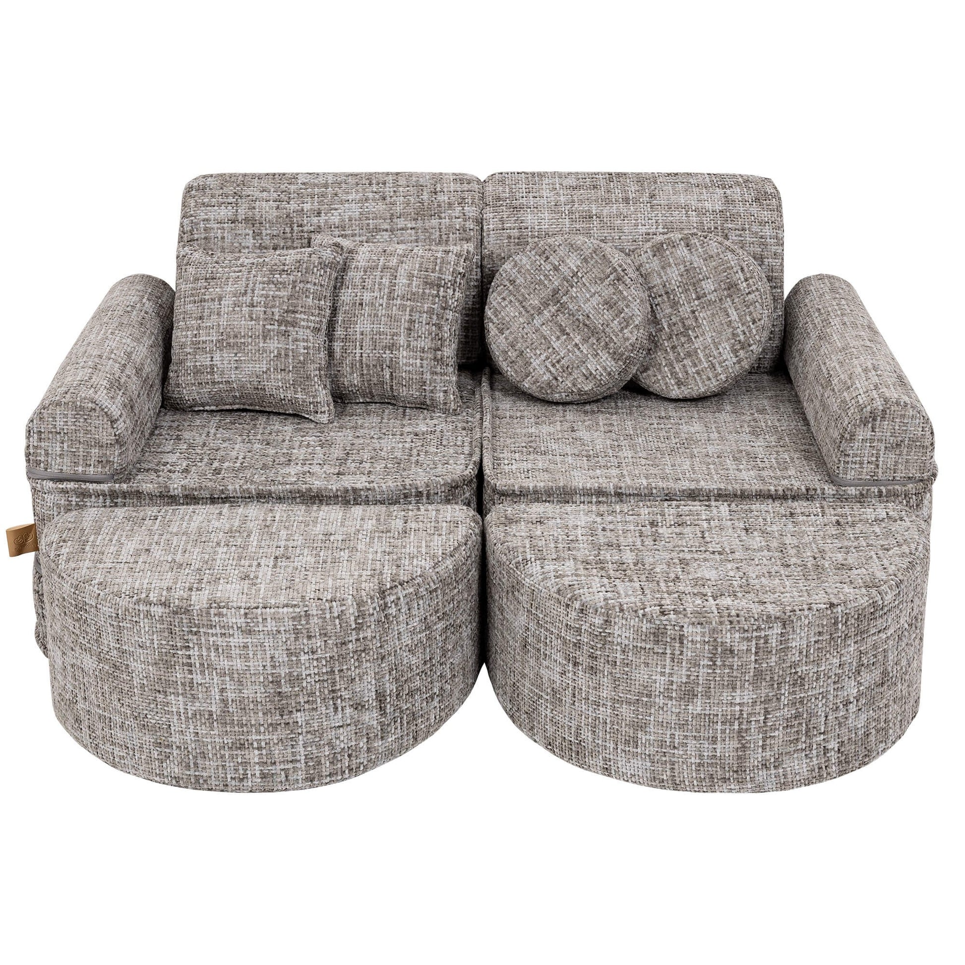 MeowBaby Medium Modular Sofa Tangle Moon Grey Plus – compact sofa arrangement for kids room | Nestling