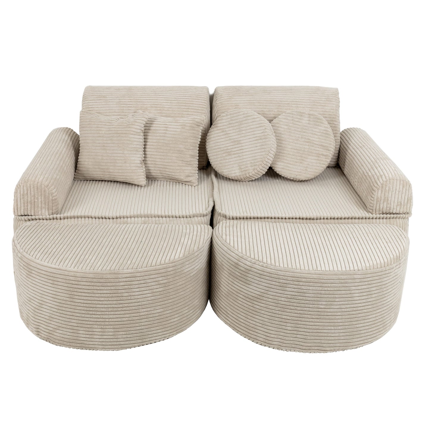 MeowBaby Modular Kids Sofa – Aesthetic Ecru – compact sofa configuration for kids room | Nestling