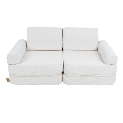 MeowBaby Modular Kids Sofa – Boucle White – класическа конфигурация двуместен диван с подлакътници | Nestling