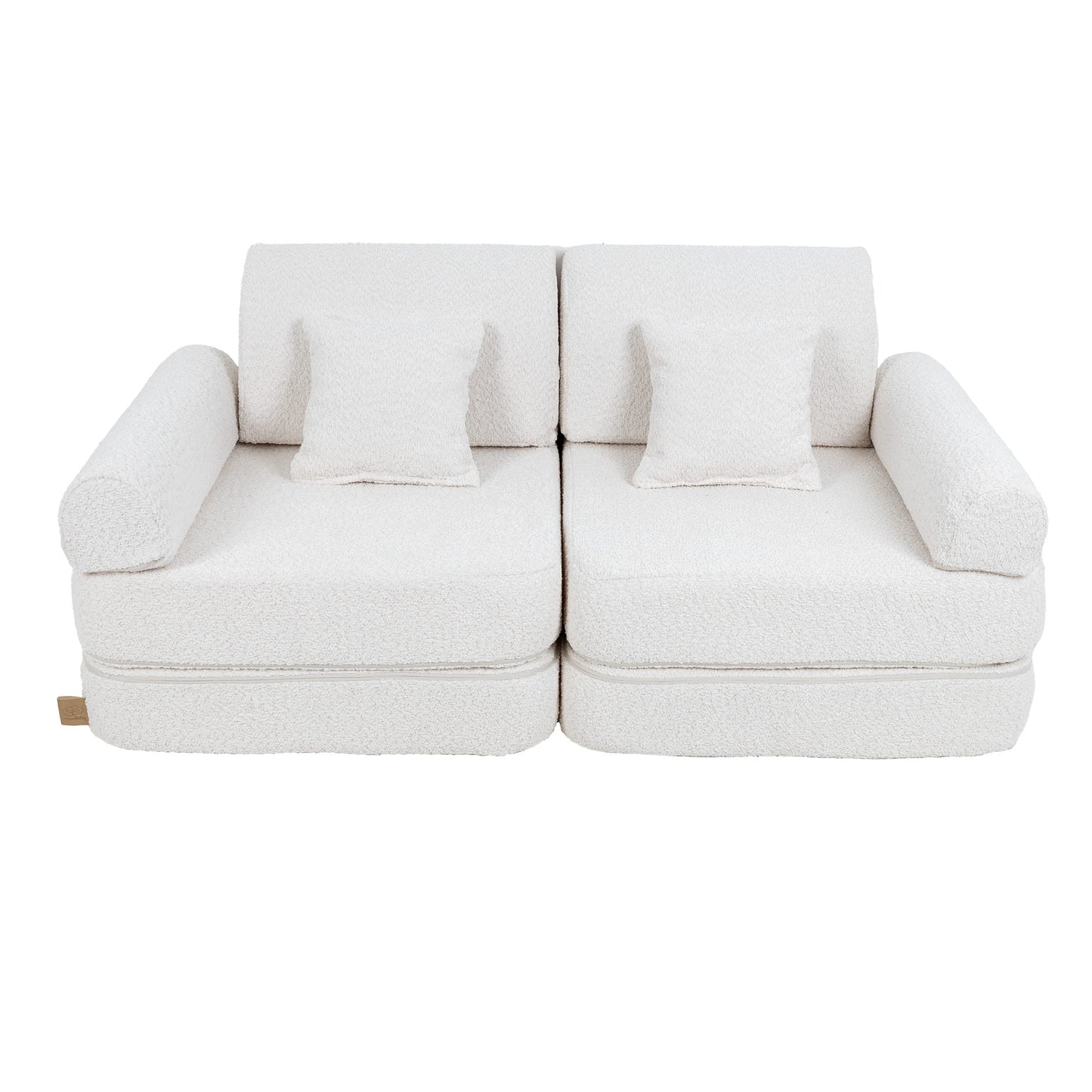 MeowBaby Modular Kids Sofa – Boucle White – двуместен диван с квадратни възглавници | Nestling