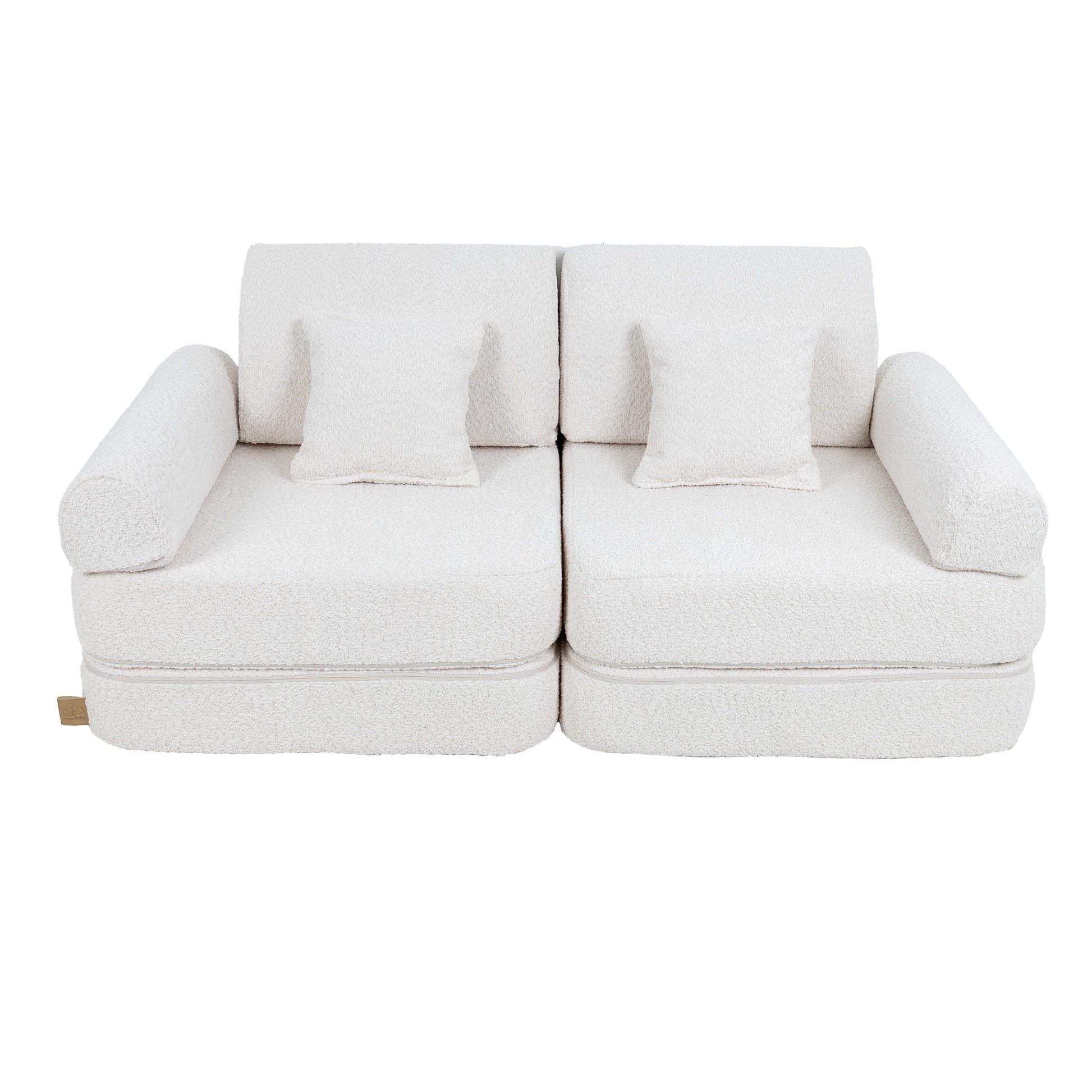 MeowBaby Modular Kids Sofa – Boucle White – двуместен диван с квадратни възглавници | Nestling