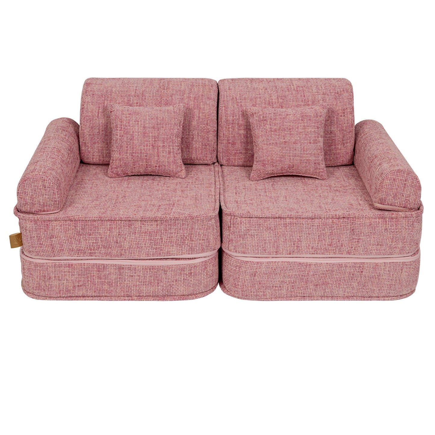 MeowBaby Modular Kids Sofa – Tangle Bubblegum Pink – диван с квадратни възглавници в детска стая | Nestling