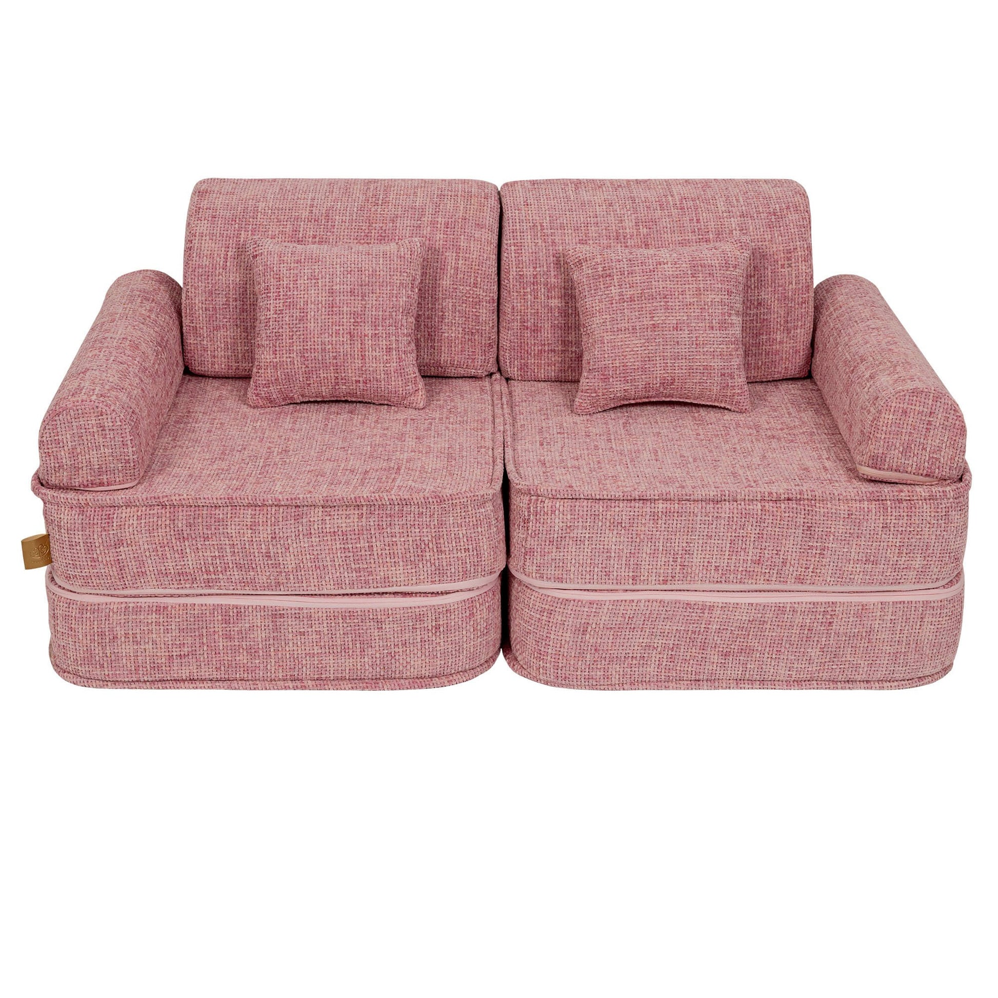 MeowBaby Modular Kids Sofa – Tangle Bubblegum Pink – диван с квадратни възглавници в детска стая | Nestling