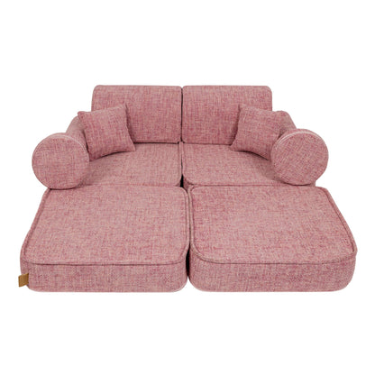 MeowBaby Modular Kids Sofa – Tangle Bubblegum Pink – конфигурация шезлонг пенен диван | Nestling