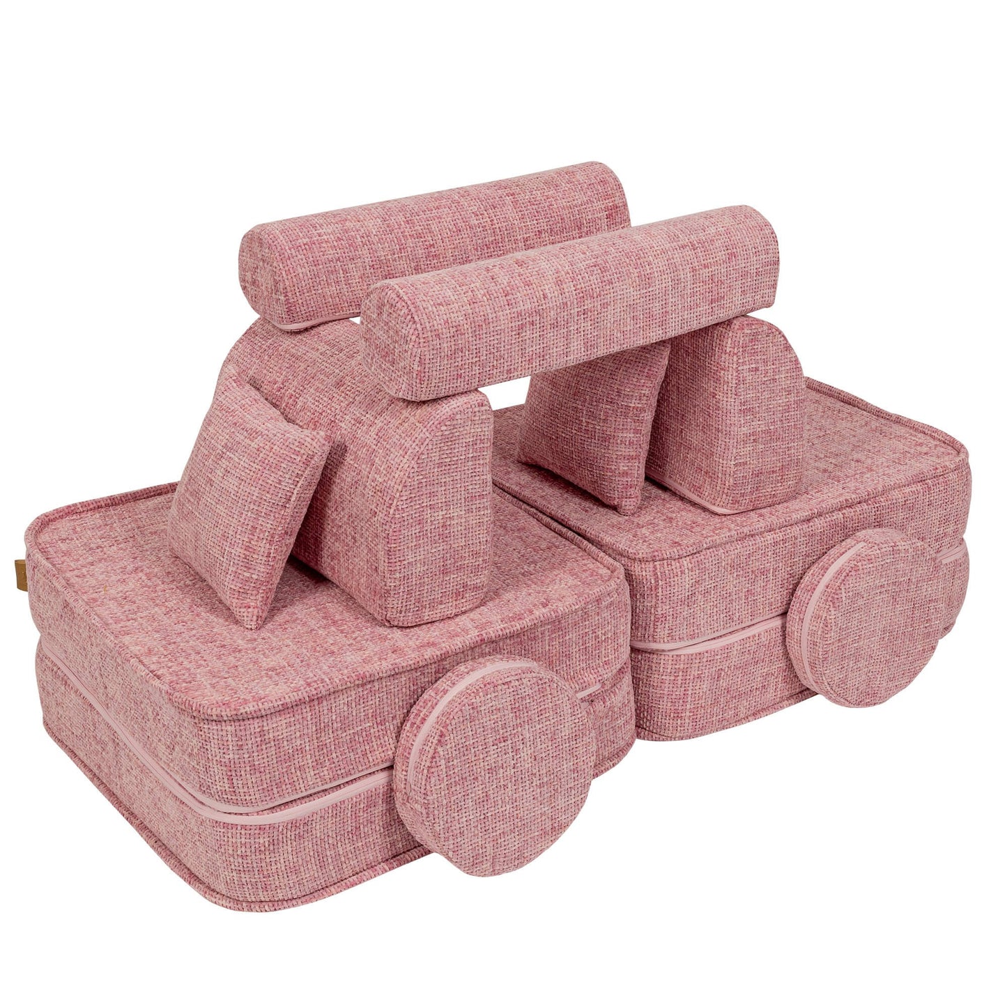 MeowBaby Modular Kids Sofa – Tangle Bubblegum Pink – диван с кръгли възглавници за игрална стая | Nestling