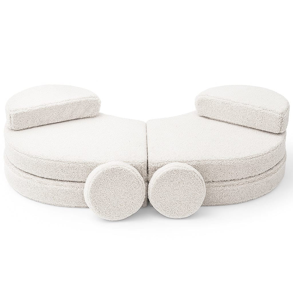 MeowBaby Modular Sofa Coccolo 6-Piece Kids Foam Sofa – circular spread layout with all 6 foam pieces | Nestling