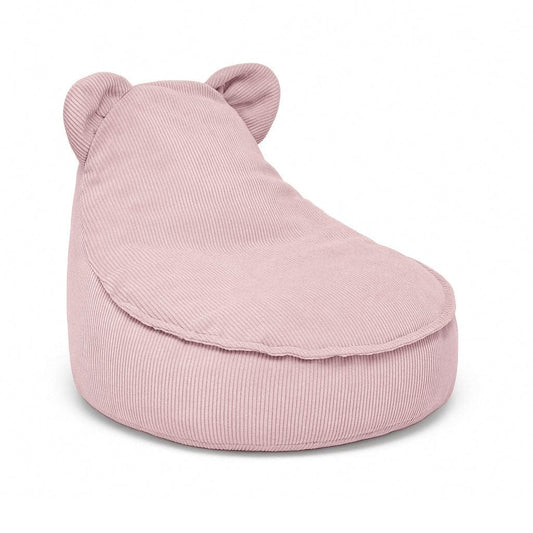 MeowBaby Slimcord Teddy Sako Bag Pink – soft teddy fabric pink bean bag chair for kids | Nestling