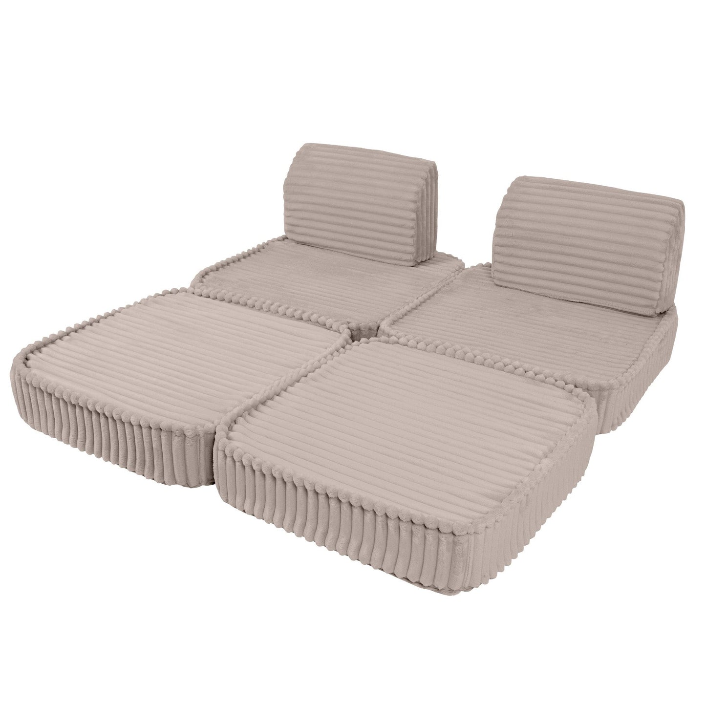 MeowBaby Small Modular Sofa Churros Beige – compact corduroy foam play sofa for kids | Nestling