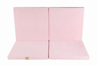 MeowBaby Square Play Mat Light Pink Velvet – навита постелка за съхранение и транспорт | Nestling