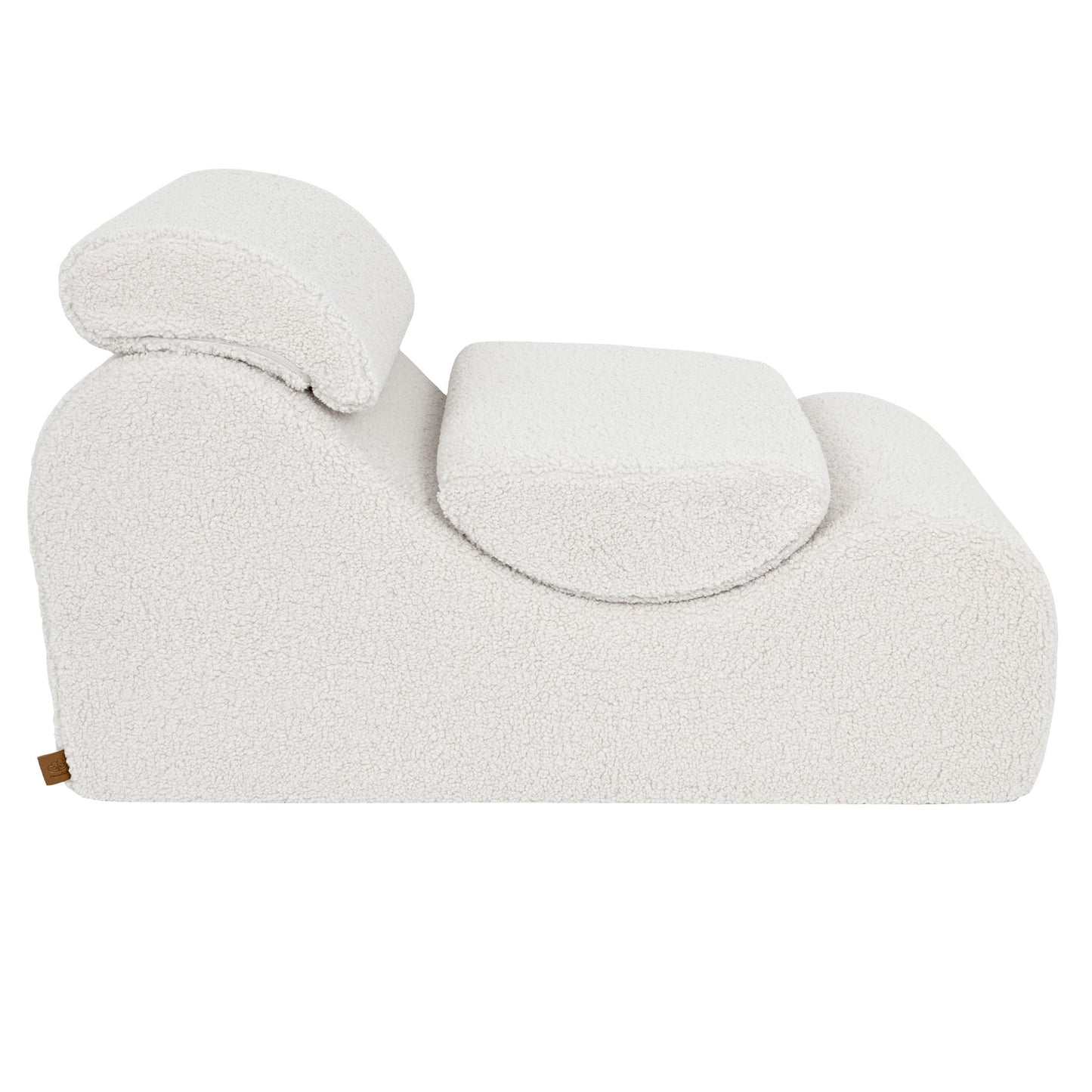 MeowBaby Wave Lounger Kids Lounge Chair Cream Bearly – cream bearly fabric upholstery close-up | Nestling