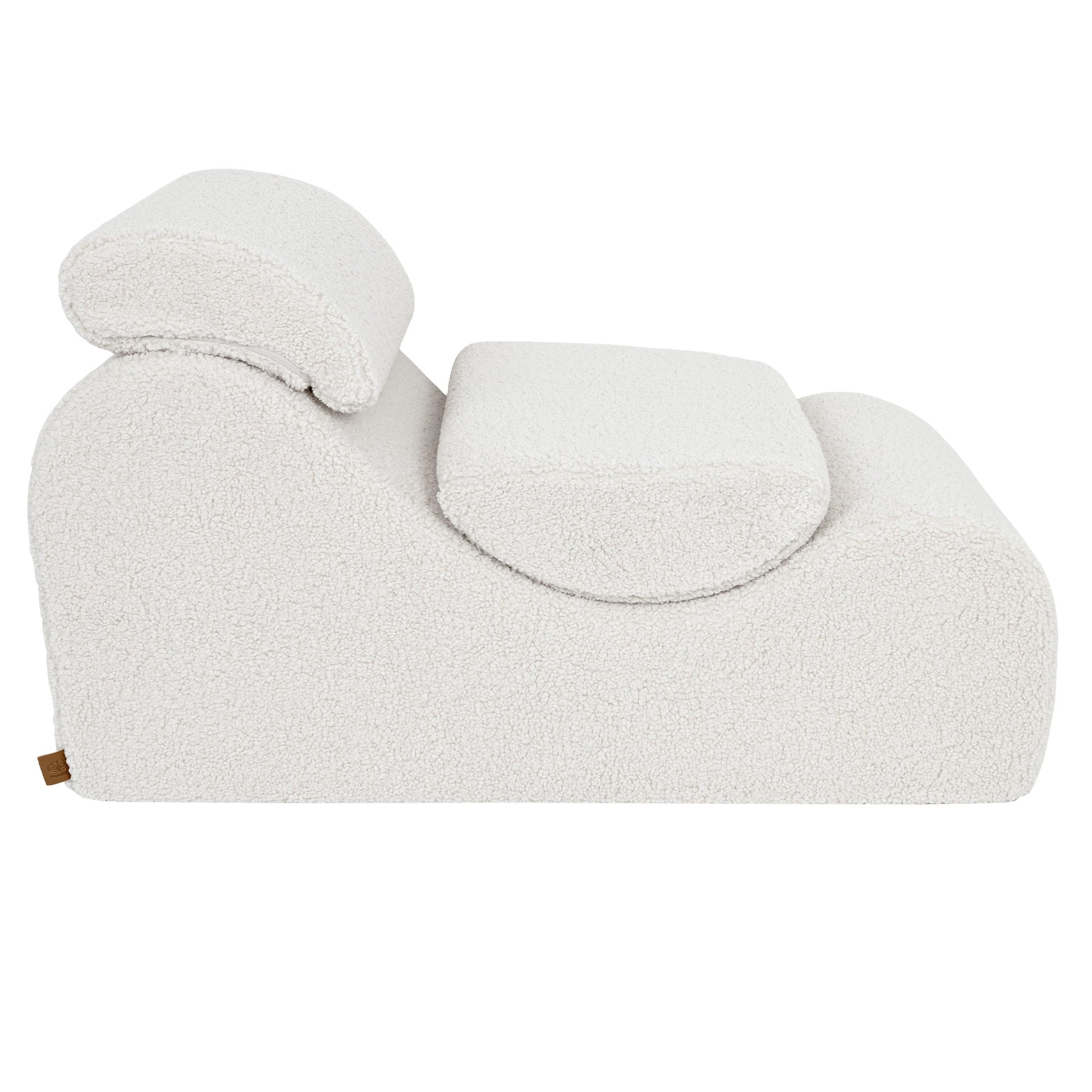 MeowBaby Wave Lounger Kids Lounge Chair Cream Bearly – cream bearly fabric upholstery close-up | Nestling
