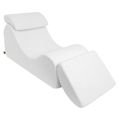 MeowBaby Wave Lounger Kids Lounge Chair White Boucle – child sitting in wave lounge chair | Nestling