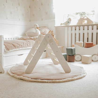 MeowBaby White Ladder House Pink Cover – playhouse with open pink tent cover | Nestling
