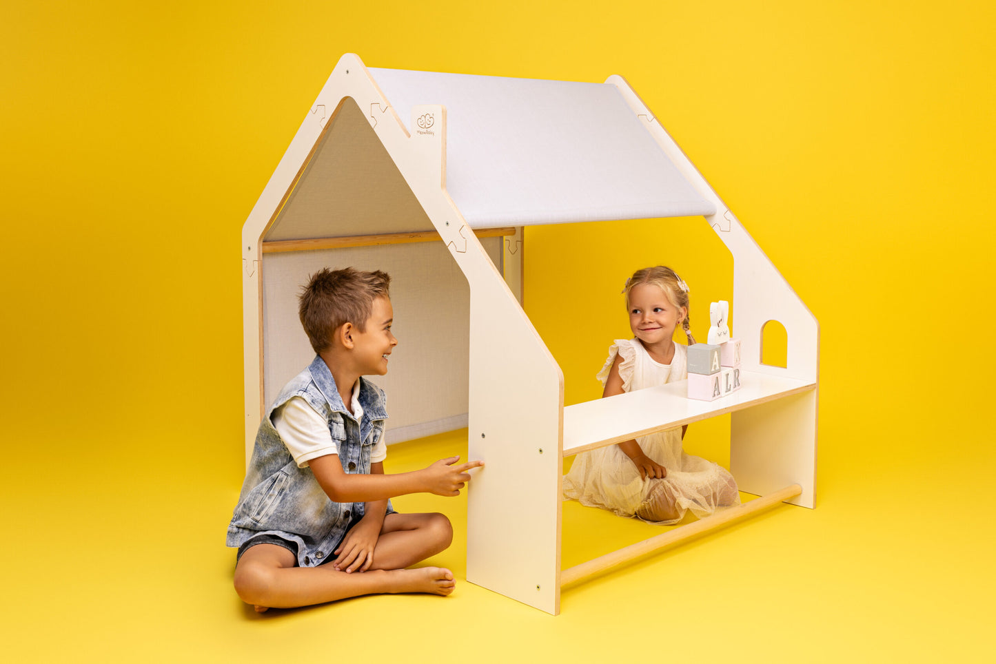 MeowBaby White Wooden House Pink Roof Kids Playhouse – assembly instructions diagram | Nestling