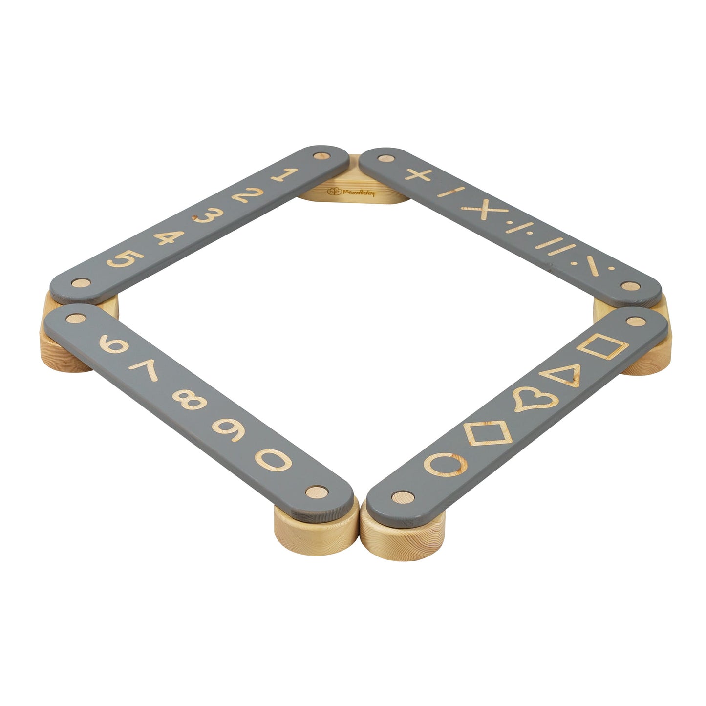 MeowBaby Wooden Balance Beam 4-Element Sensory Path – несглобени части натурална дървесина | Nestling
