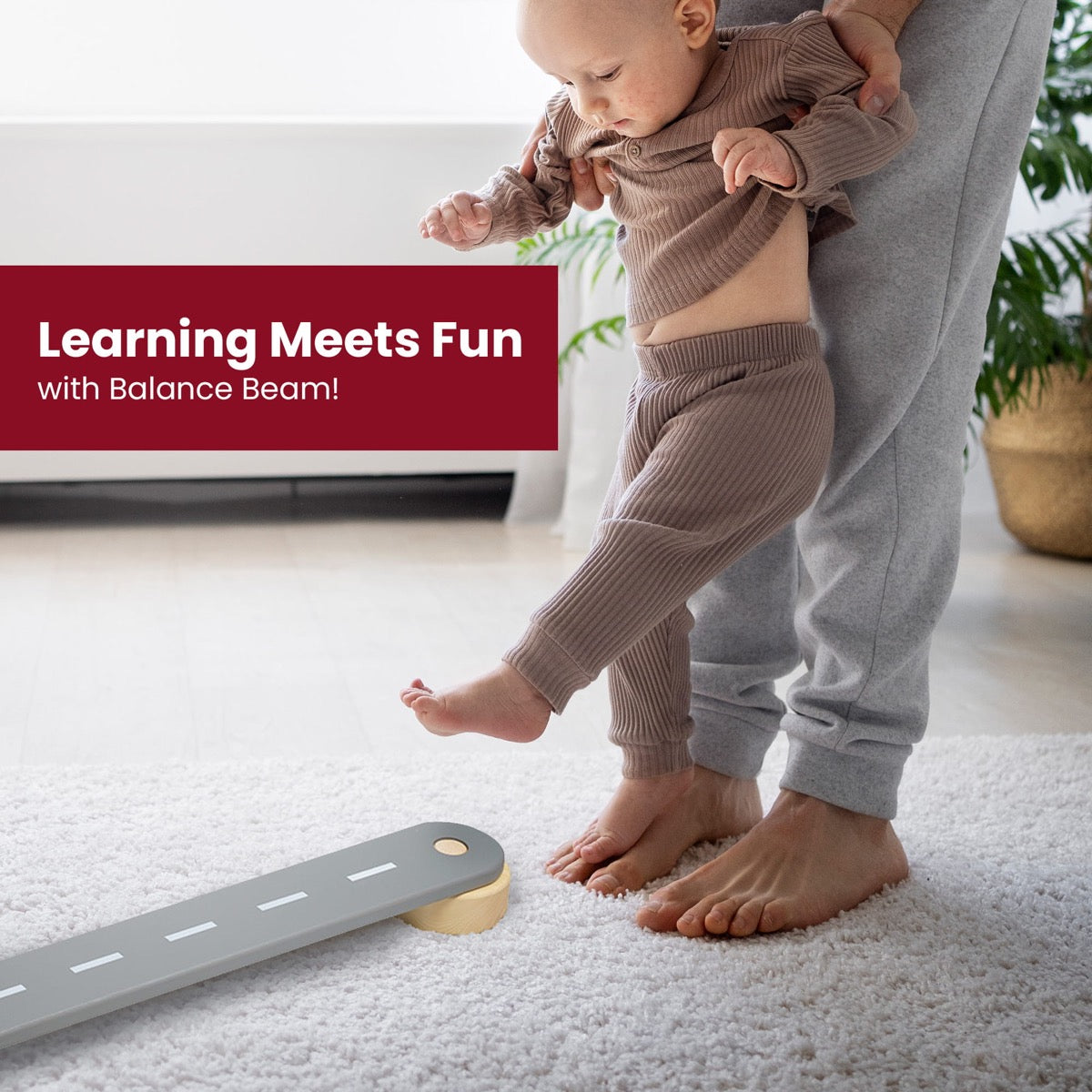 MeowBaby Wooden Balance Beam Sensory Path for Kids – child walking along balance beam | Nestling