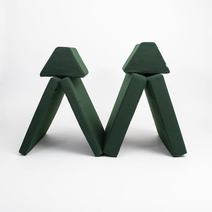 Monboxy Activity Play Mattress Set Deep Green Twin Triangle Configuration – Nestling