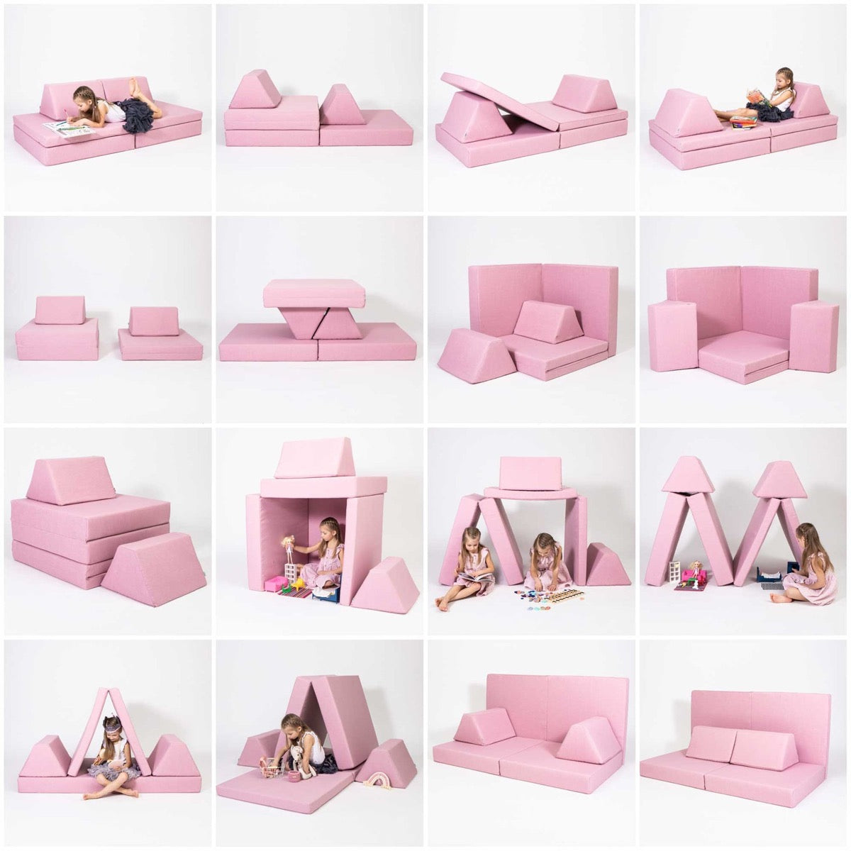 Monboxy Activity Play Mattress Set Pink Foam Sofa – pink foam pieces dimensions chart | Nestling