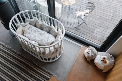 KOTTO Round Baby Crib OLIN with Mattress - Beech Wood