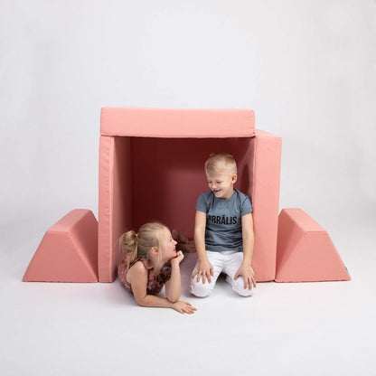 Monboxy Activity Play Mattress Set – Foam Sofa – Salmon Pink