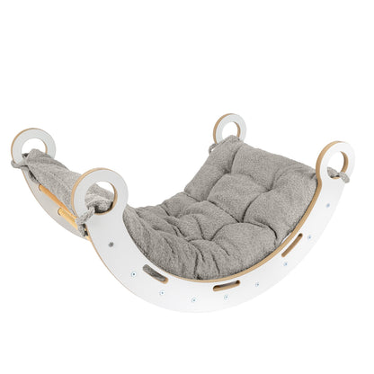 Snug Rocker rest spot with tan beige cushion pillow fully assembled