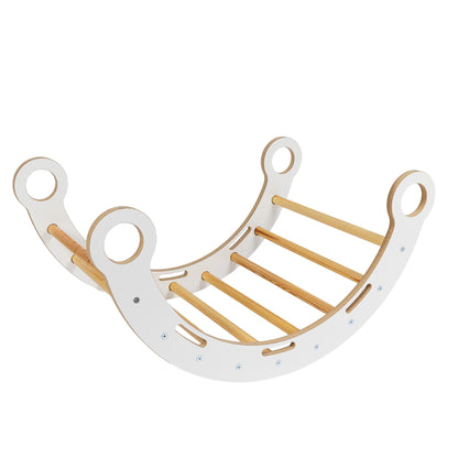 Snug Rocker tunnel mode displaying curved white frame with wooden ladder rungs