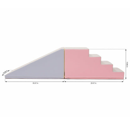 IGLU Soft Play Step and Slide Set – Pink & Beige Grey