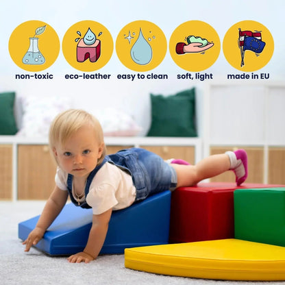 IGLU Soft Play Step and Slide Set – Pink & Beige Grey