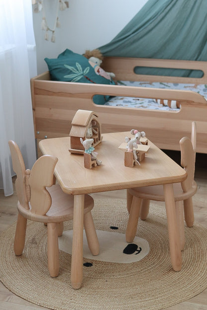 Kidozia Butterfly children's table with 2 chairs styled in a kids room