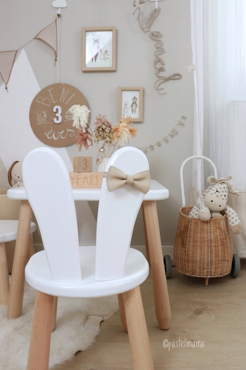 Kidozia Bunny children's table and chair styled in a kids room