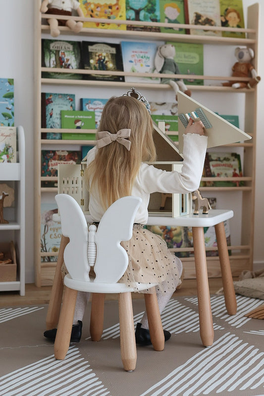 Kidozia Butterfly children's table and chair set in natural beech wood