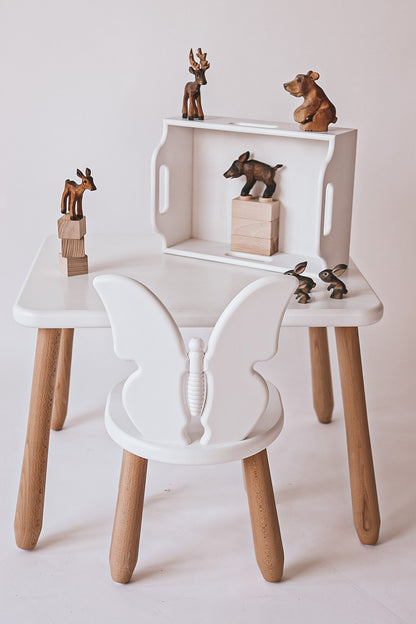 Kidozia Butterfly beech wood table and chair set showing the butterfly motif