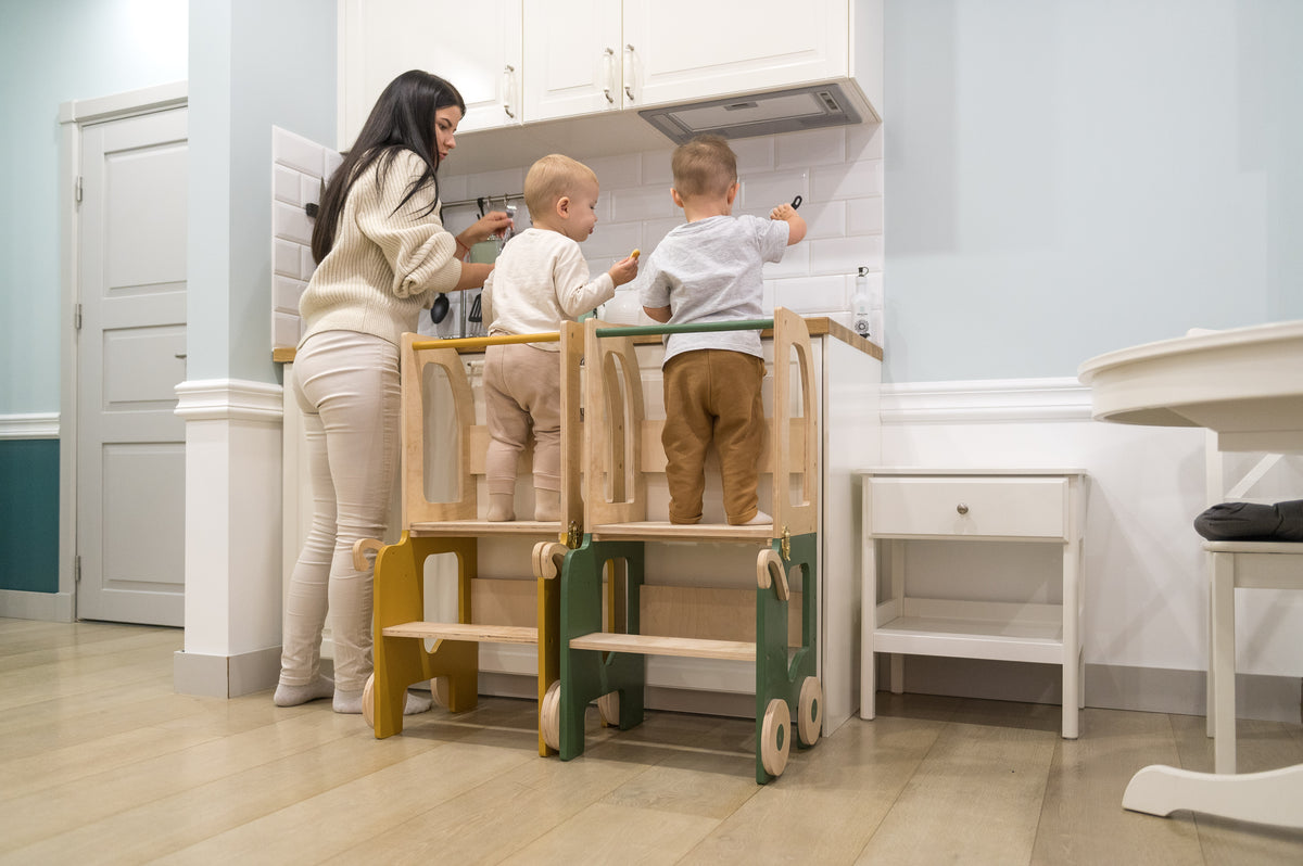 Family-scl Trolley Kitchen Helper - Khaki / Natural