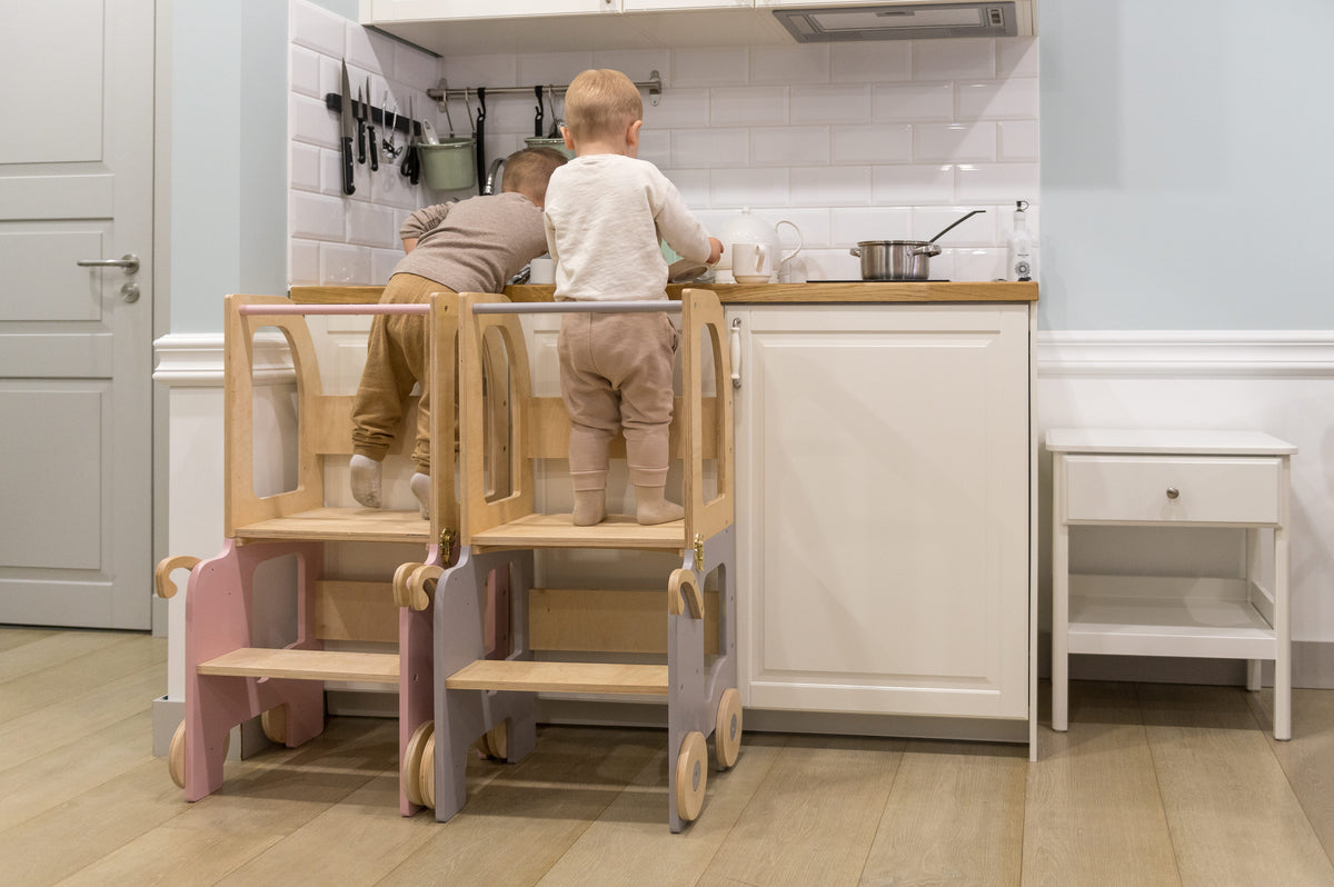 Family-scl Trolley Kitchen Helper - Pink / Natural