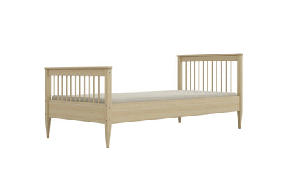 Natural finish Kocot Emilia kids bed front view with open slat headboard design